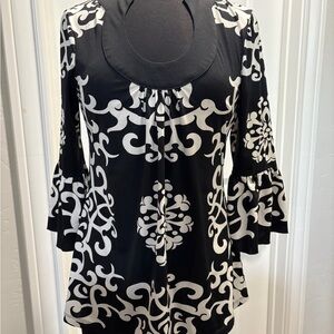 INC International Concepts Black and White Blouse